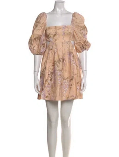 Pre-owned Zimmermann Linen Mini Dress In Neutral