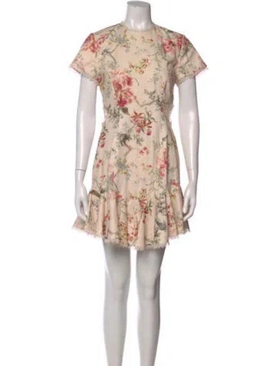 Pre-owned Zimmermann Linen Mini Dress In Neutral