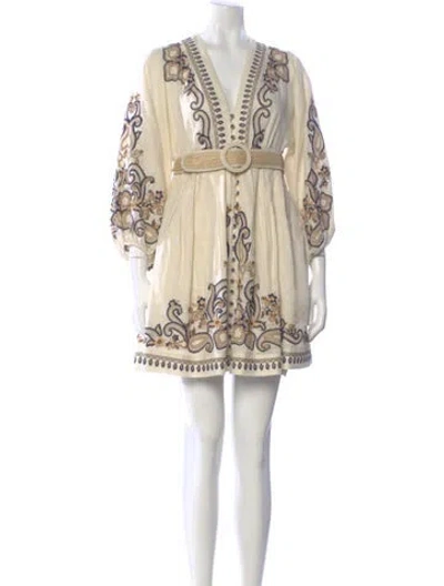 Pre-owned Zimmermann Linen Mini Dress In Neutral