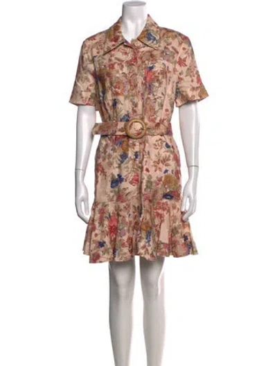 Pre-owned Zimmermann Linen Mini Dress In Neutral