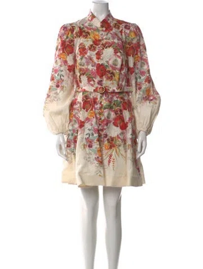 Pre-owned Zimmermann Linen Mini Dress In Neutral