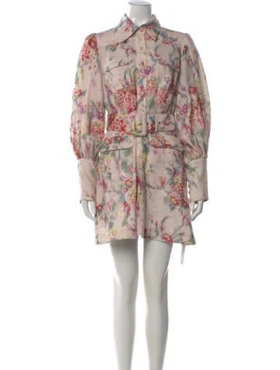 Pre-owned Zimmermann Linen Mini Dress In Neutral