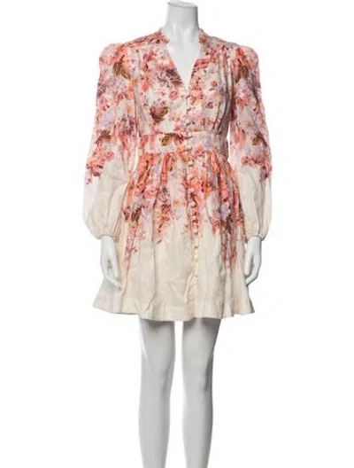 Pre-owned Zimmermann Linen Mini Dress In Neutral