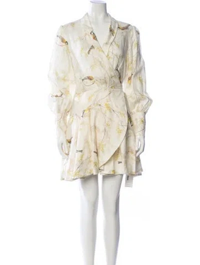 Pre-owned Zimmermann Linen Mini Dress In Neutral
