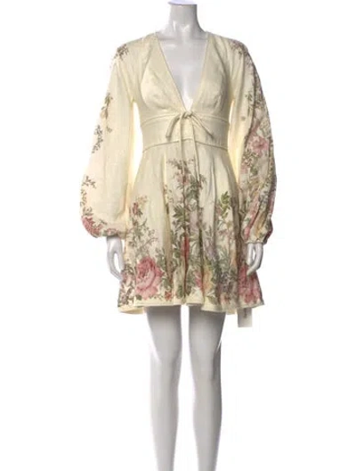 Pre-owned Zimmermann Linen Mini Dress In Neutral
