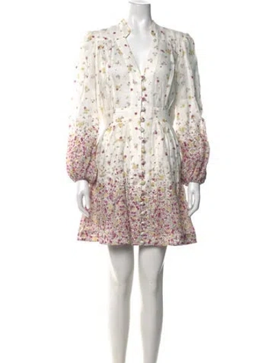 Pre-owned Zimmermann Linen Mini Dress In Neutral