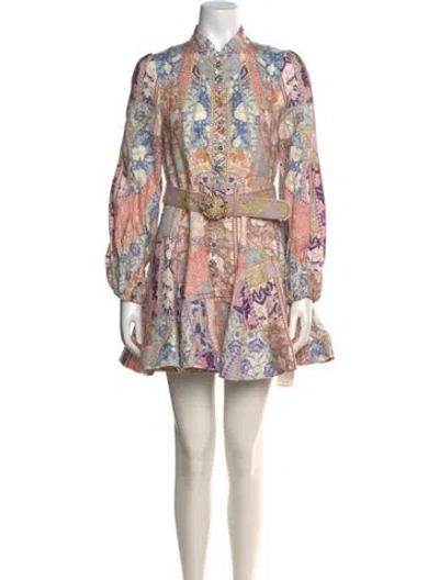 Pre-owned Zimmermann Linen Mini Dress In Neutral