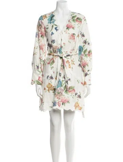 Pre-owned Zimmermann Linen Mini Dress In Neutral