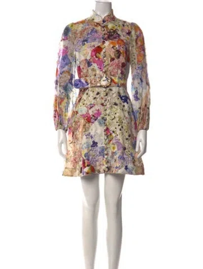 Pre-owned Zimmermann Linen Mini Dress In Neutral