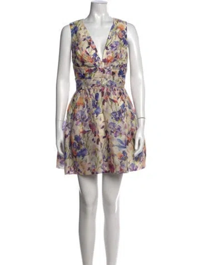 Pre-owned Zimmermann Linen Mini Dress In Neutral