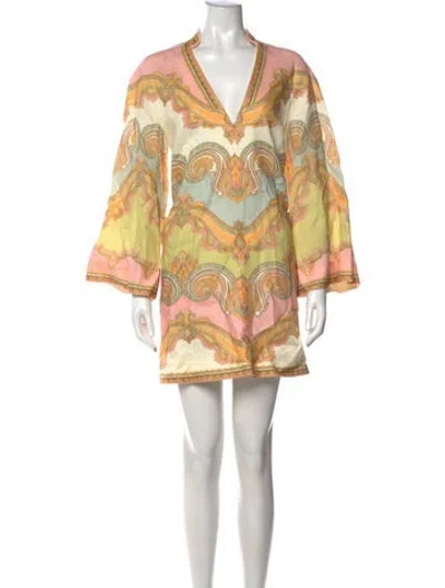 Pre-owned Zimmermann Linen Mini Dress In Neutral