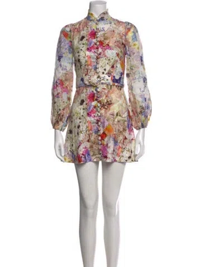 Pre-owned Zimmermann Linen Mini Dress In Neutral