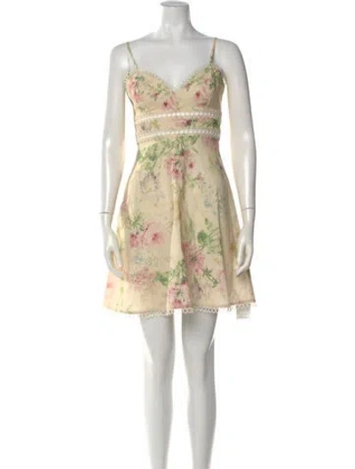 Pre-owned Zimmermann Linen Mini Dress In Neutral