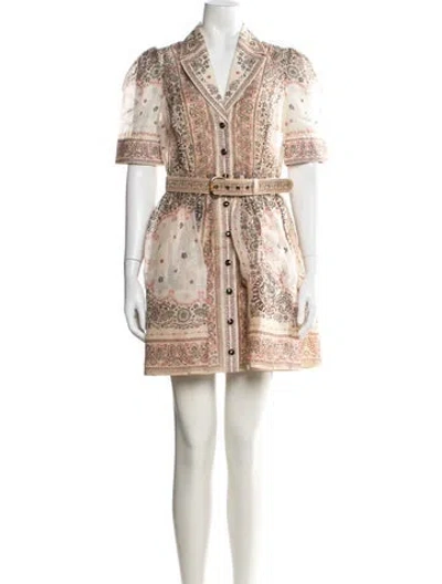 Pre-owned Zimmermann Linen Mini Dress In Neutral