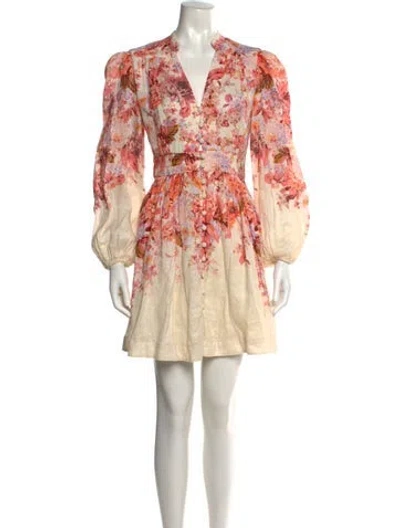 Pre-owned Zimmermann Linen Mini Dress In Neutral
