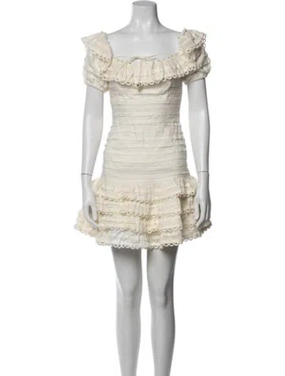 Pre-owned Zimmermann Linen Mini Dress In Neutral