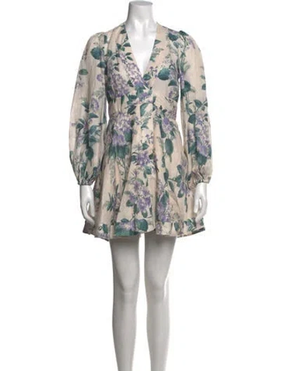 Pre-owned Zimmermann Linen Mini Dress In Neutral