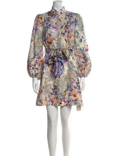 Pre-owned Zimmermann Linen Mini Dress In Neutral