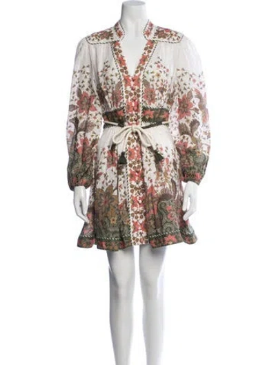 Pre-owned Zimmermann Linen Mini Dress In Neutral