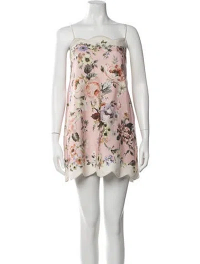 Pre-owned Zimmermann Linen Mini Dress In Neutral