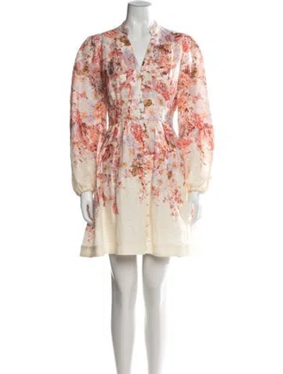 Pre-owned Zimmermann Linen Mini Dress In Neutral