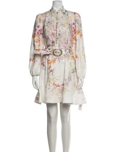 Pre-owned Zimmermann Linen Mini Dress In Neutral