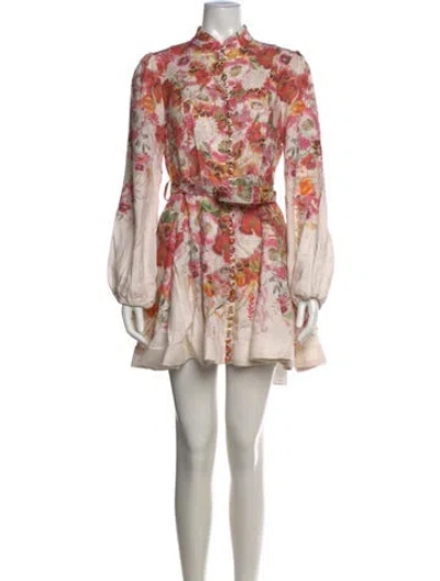 Pre-owned Zimmermann Linen Mini Dress In Neutral