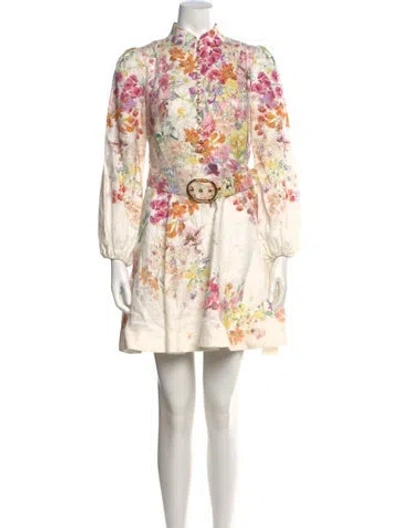 Pre-owned Zimmermann Linen Mini Dress In Neutral