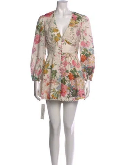 Pre-owned Zimmermann Linen Mini Dress In Neutral