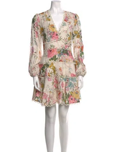 Pre-owned Zimmermann Linen Mini Dress In Neutral