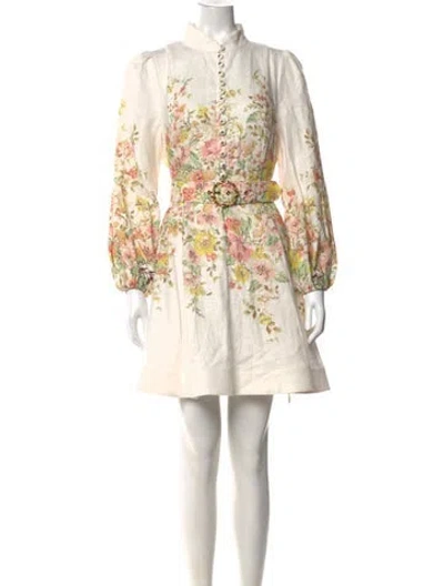 Pre-owned Zimmermann Linen Mini Dress In Neutral