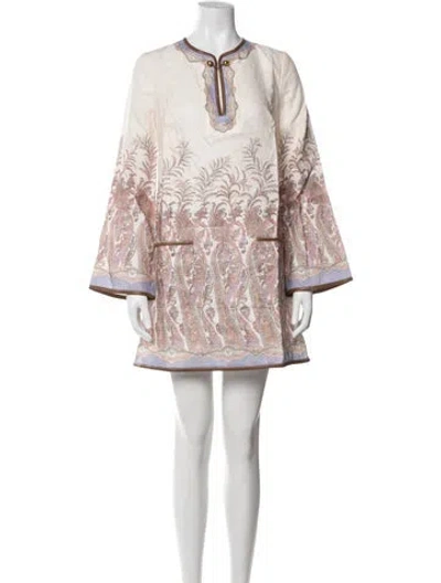 Pre-owned Zimmermann Linen Mini Dress In Neutral
