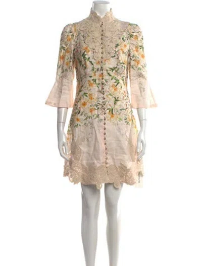 Pre-owned Zimmermann Linen Mini Dress In Neutral
