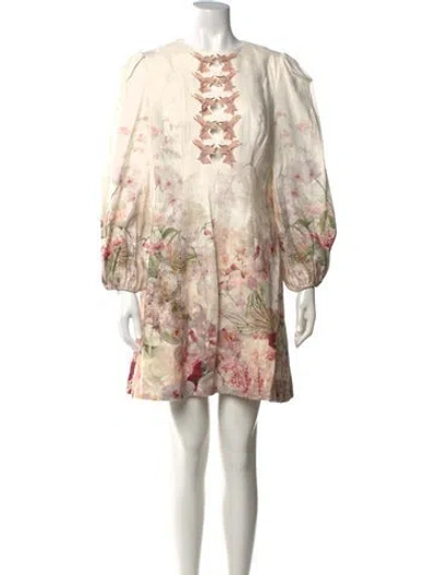 Pre-owned Zimmermann Linen Mini Dress In Neutral