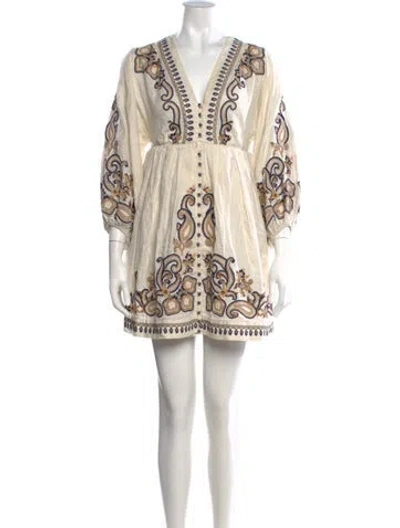 Pre-owned Zimmermann Linen Mini Dress In Neutral