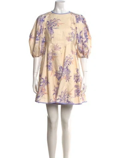 Pre-owned Zimmermann Linen Mini Dress In Neutral