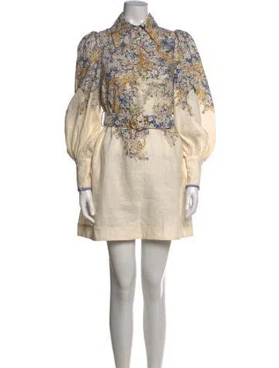 Pre-owned Zimmermann Linen Mini Dress In Neutral