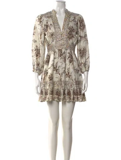 Pre-owned Zimmermann Linen Mini Dress In Neutral