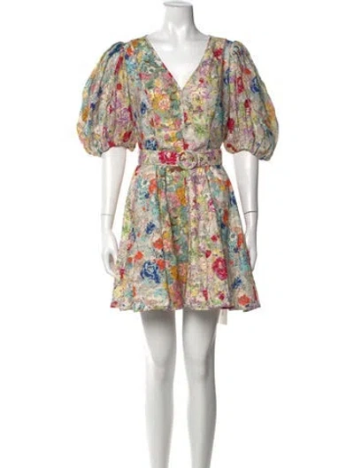 Pre-owned Zimmermann Linen Mini Dress In Neutral