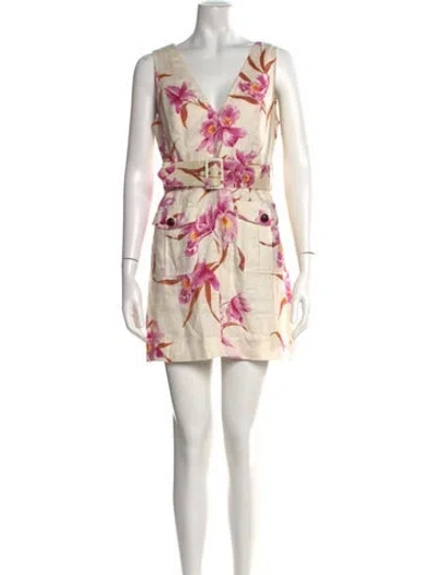Pre-owned Zimmermann Linen Mini Dress In Neutral