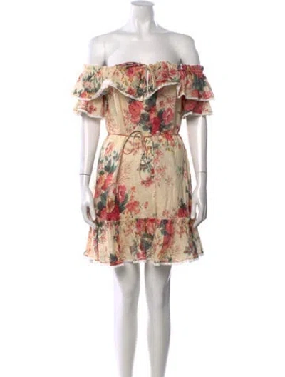 Pre-owned Zimmermann Linen Mini Dress In Neutral