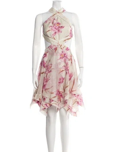 Pre-owned Zimmermann Linen Mini Dress In Neutral