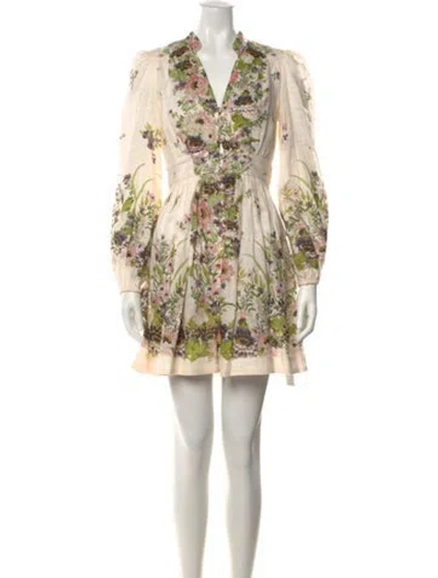 Pre-owned Zimmermann Linen Mini Dress In Neutral