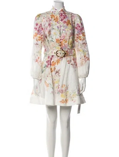 Pre-owned Zimmermann Linen Mini Dress In Neutral