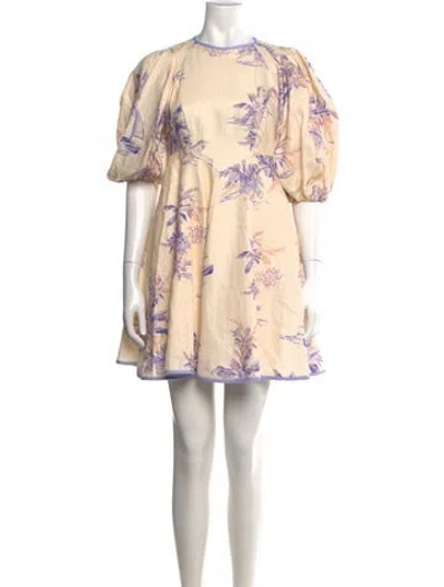 Pre-owned Zimmermann Linen Mini Dress In Neutral