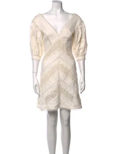 Pre-owned Zimmermann Linen Mini Dress In Neutral