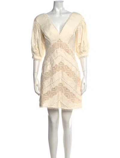 Pre-owned Zimmermann Linen Mini Dress In Neutral