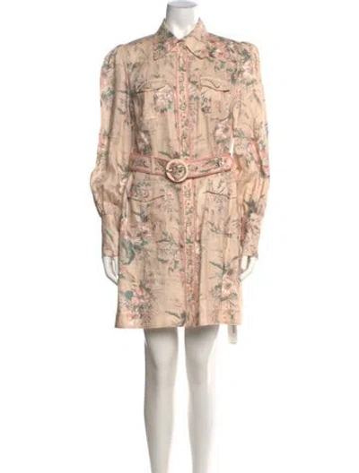 Pre-owned Zimmermann Linen Mini Dress In Neutral