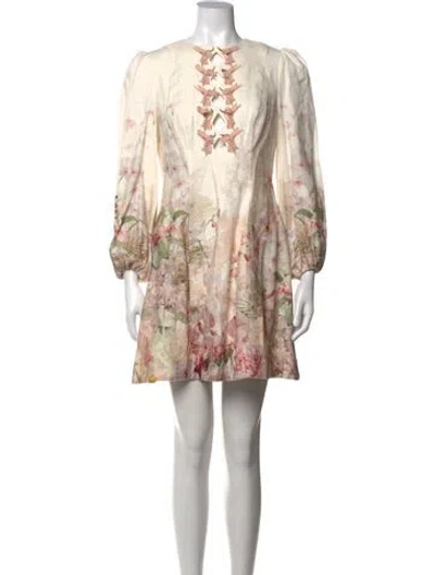 Pre-owned Zimmermann Linen Mini Dress In Neutral