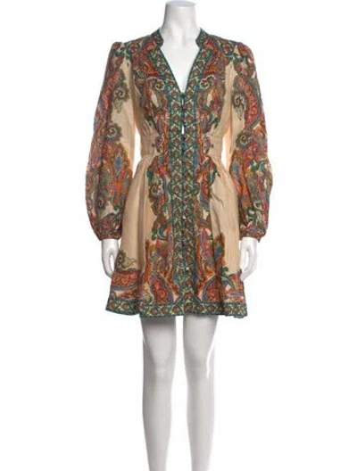 Pre-owned Zimmermann Linen Mini Dress In Neutral